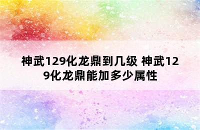 神武129化龙鼎到几级 神武129化龙鼎能加多少属性